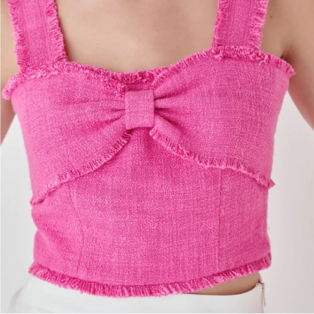 Endless Rose Tweed Bow Crop Top